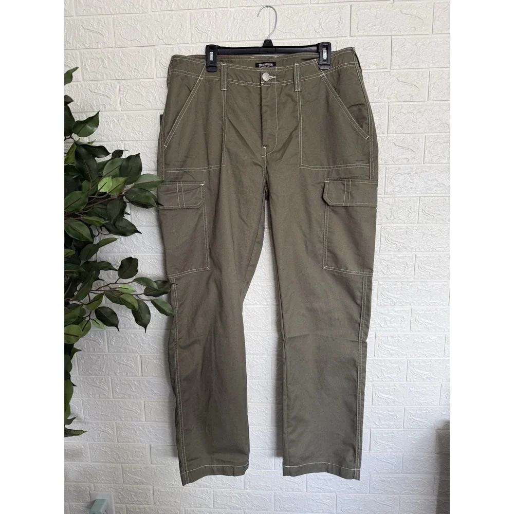 True Religion Mens Baggy SN Cargo Pants Khaki Kalamata 34 700248